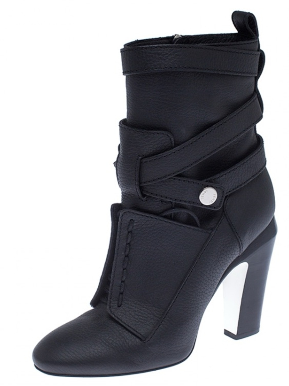 Fendi Black Leather Diana Harness Ankle Boot NEVER WORN Size 40.5 - New w/o Tags